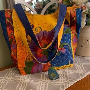 Heavy canvas Laurel Burch tote bag! EUC!!